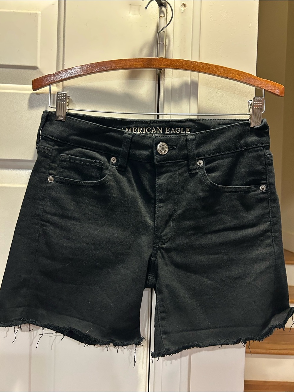 American Eagle Outfitters Black Denim Cutoff Shorts Stretch